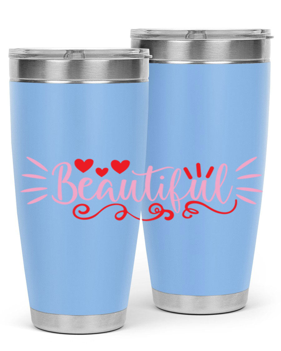 Beautiful Style 163# Tumbler showcasing its sleek stainless steel design and drink-thru lid, perfect for hot and cold beverages.