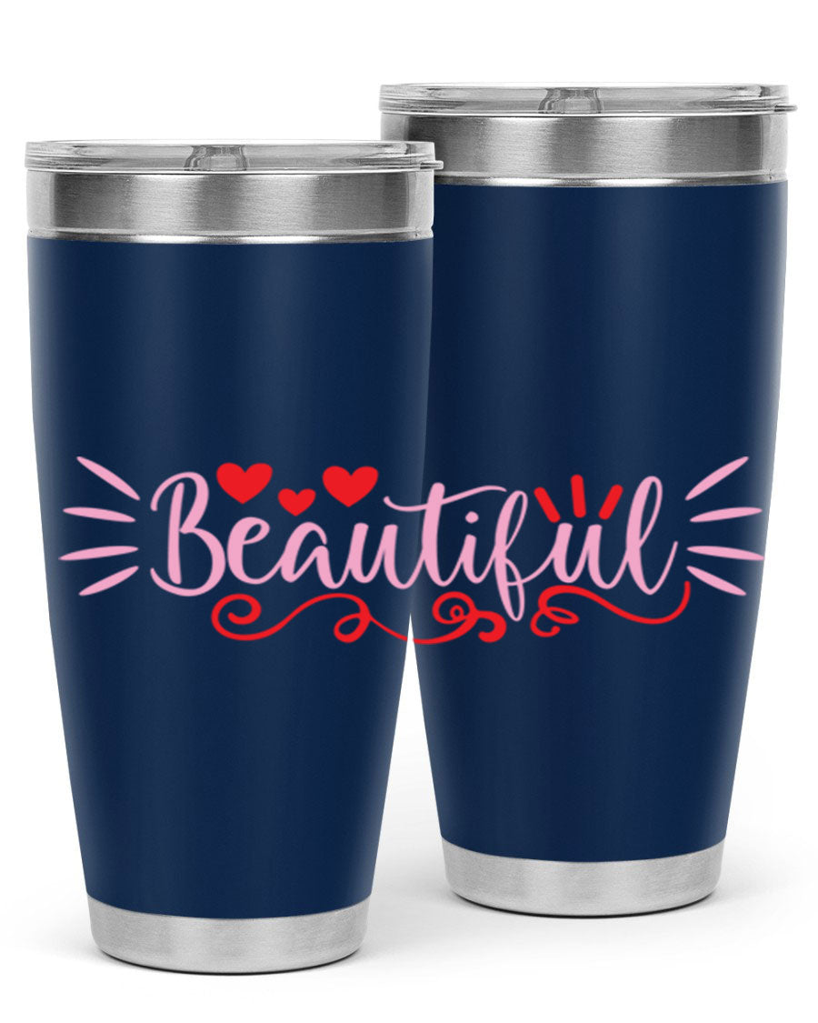 Beautiful Style 163# Tumbler showcasing its sleek stainless steel design and drink-thru lid, perfect for hot and cold beverages.