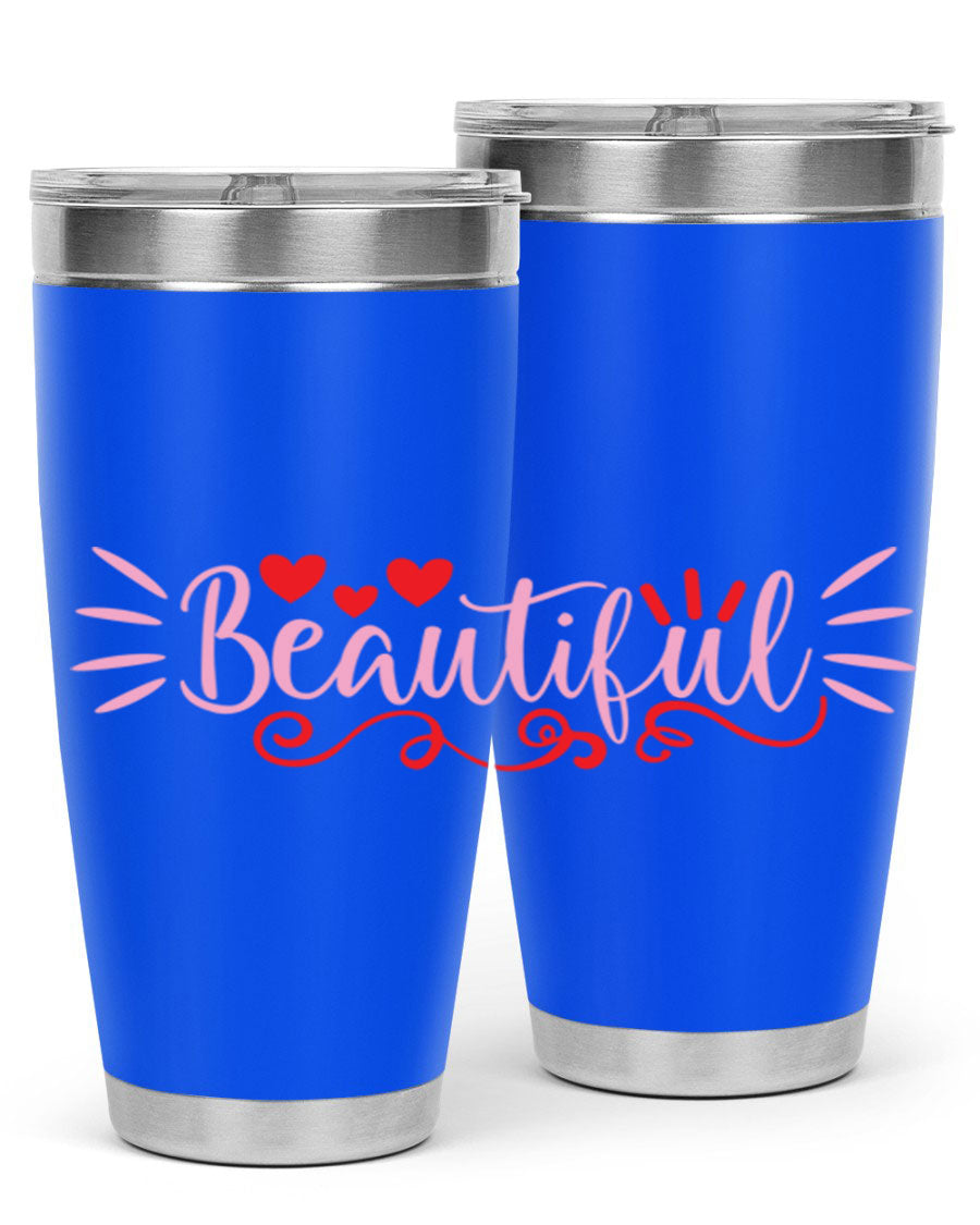 Beautiful Style 163# Tumbler showcasing its sleek stainless steel design and drink-thru lid, perfect for hot and cold beverages.