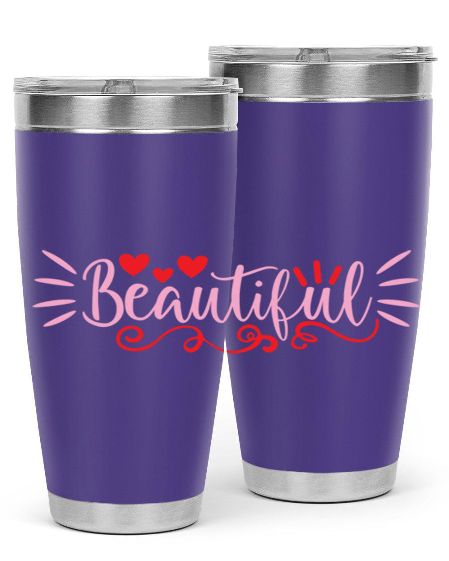 Beautiful Style 163# Tumbler showcasing its sleek stainless steel design and drink-thru lid, perfect for hot and cold beverages.