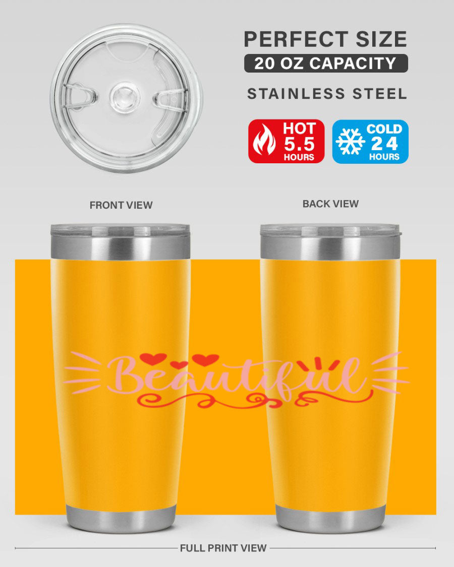Beautiful Style 163# Tumbler showcasing its sleek stainless steel design and drink-thru lid, perfect for hot and cold beverages.