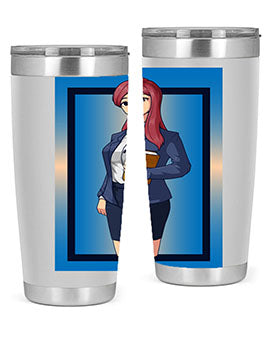 Beautiful Teacher Girl Anime Tumbler showcasing vibrant design and stainless steel construction, perfect for hot and cold beverages.
