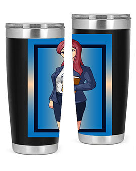 Beautiful Teacher Girl Anime Tumbler showcasing vibrant design and stainless steel construction, perfect for hot and cold beverages.