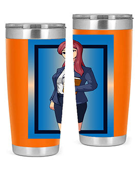 Beautiful Teacher Girl Anime Tumbler showcasing vibrant design and stainless steel construction, perfect for hot and cold beverages.