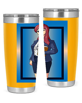 Beautiful Teacher Girl Anime Tumbler showcasing vibrant design and stainless steel construction, perfect for hot and cold beverages.
