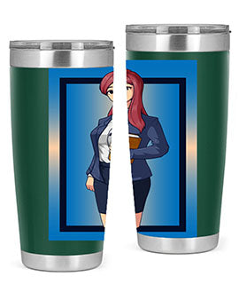 Beautiful Teacher Girl Anime Tumbler showcasing vibrant design and stainless steel construction, perfect for hot and cold beverages.