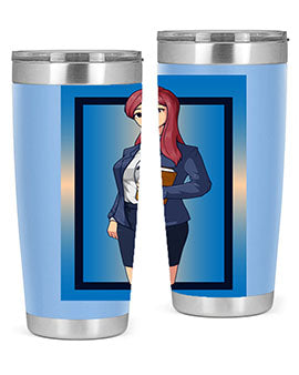 Beautiful Teacher Girl Anime Tumbler showcasing vibrant design and stainless steel construction, perfect for hot and cold beverages.
