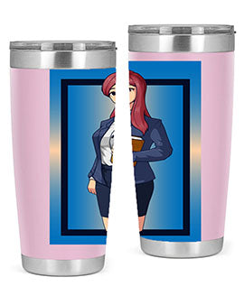 Beautiful Teacher Girl Anime Tumbler showcasing vibrant design and stainless steel construction, perfect for hot and cold beverages.