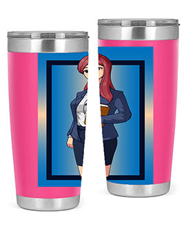 Beautiful Teacher Girl Anime Tumbler showcasing vibrant design and stainless steel construction, perfect for hot and cold beverages.