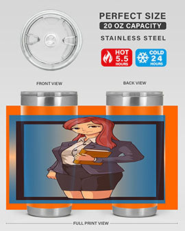 Beautiful Teacher Girl Anime Tumbler showcasing vibrant design and stainless steel construction, perfect for hot and cold beverages.