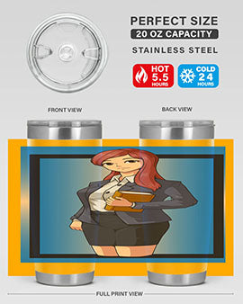 Beautiful Teacher Girl Anime Tumbler showcasing vibrant design and stainless steel construction, perfect for hot and cold beverages.