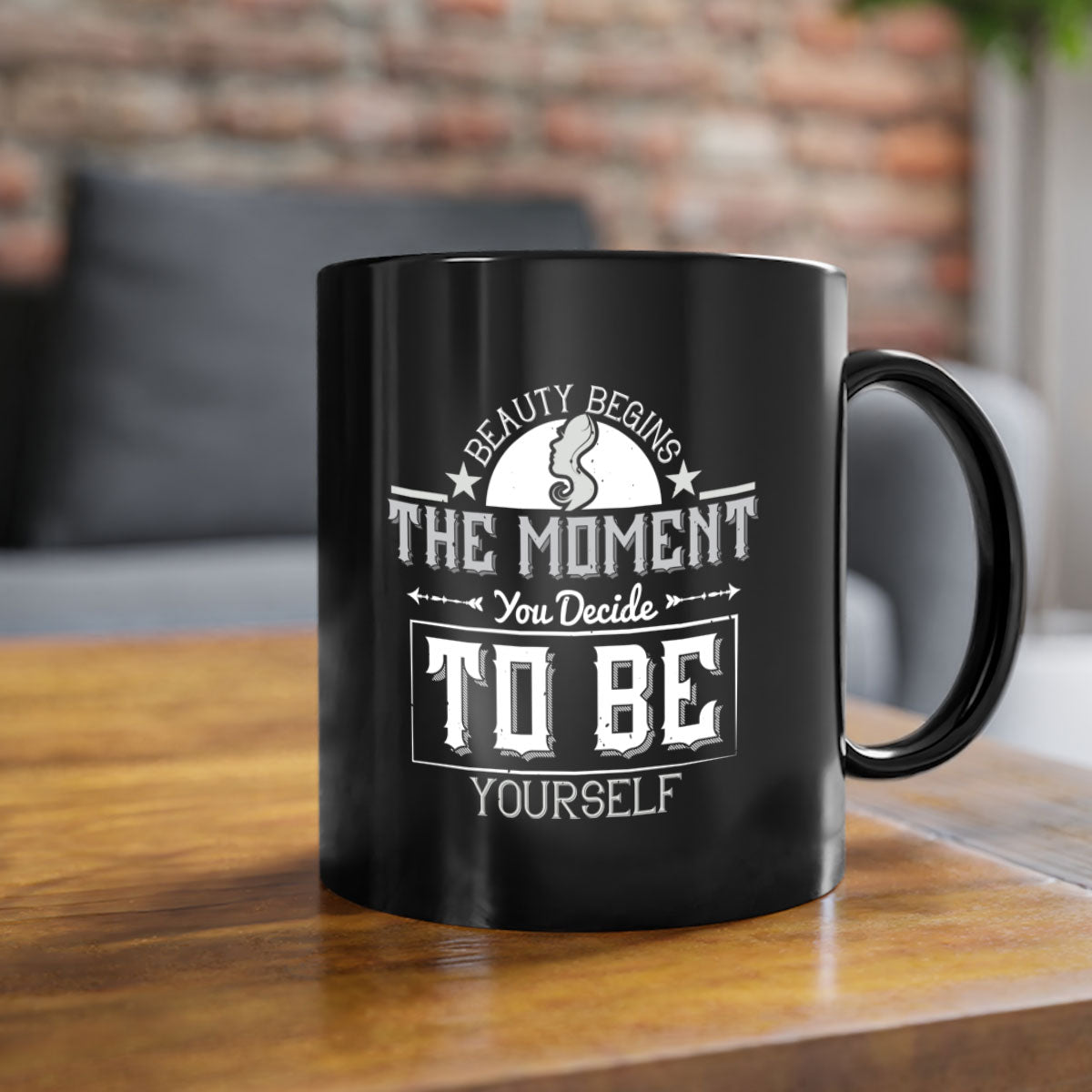 Beauty begins the moment you decide to be yourself Style 170# Mug featuring a two-tone design with a colored handle and glossy finish.