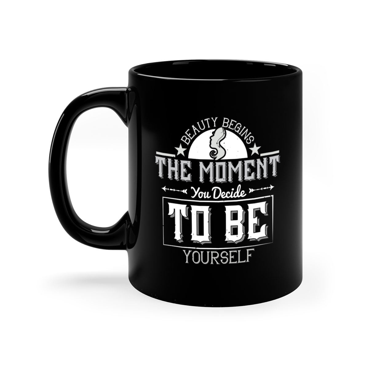 Beauty begins the moment you decide to be yourself Style 170# Mug featuring a two-tone design with a colored handle and glossy finish.