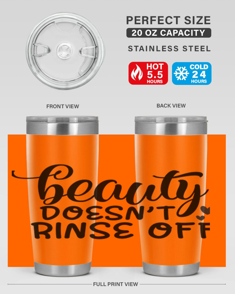 Beauty Doesn't Rinse Off 89# Tumbler in stainless steel with a sleek design, perfect for hot and cold beverages.