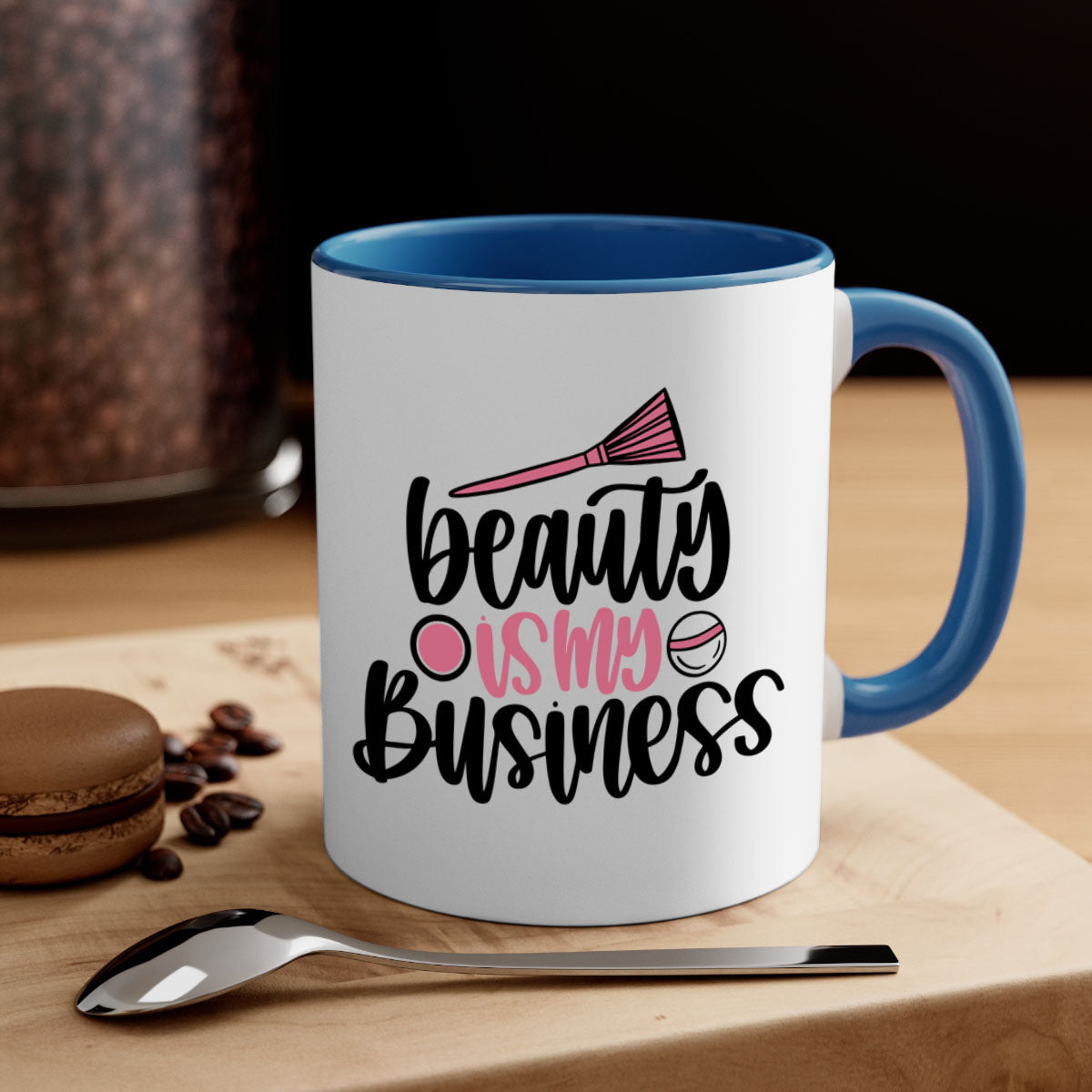 Beauty Is My Business Style 137# Mug with a glossy finish, featuring a colored handle and interior, available in five vibrant colors.