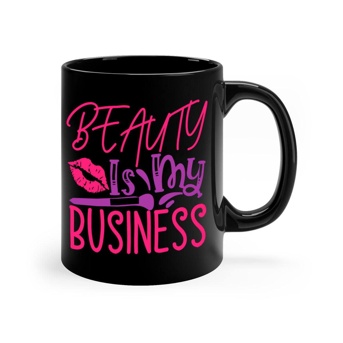 Beauty Is My Business Style 252# Mug with colorful handle and glossy finish, available in multiple colors and sizes.