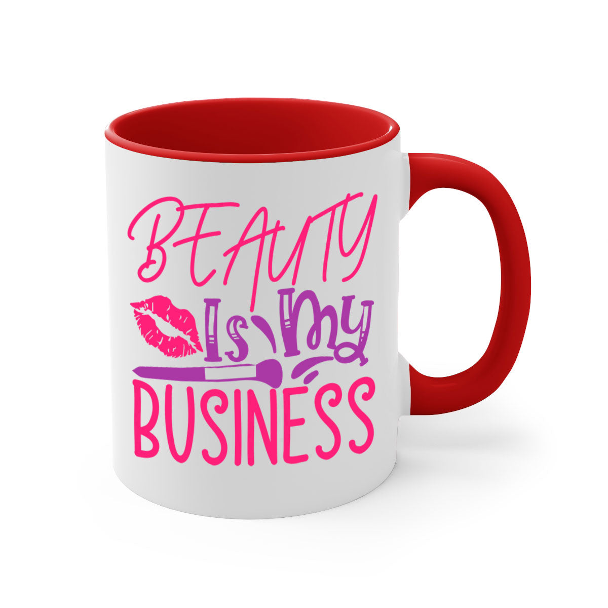 Beauty Is My Business Style 252# Mug with colorful handle and glossy finish, available in multiple colors and sizes.