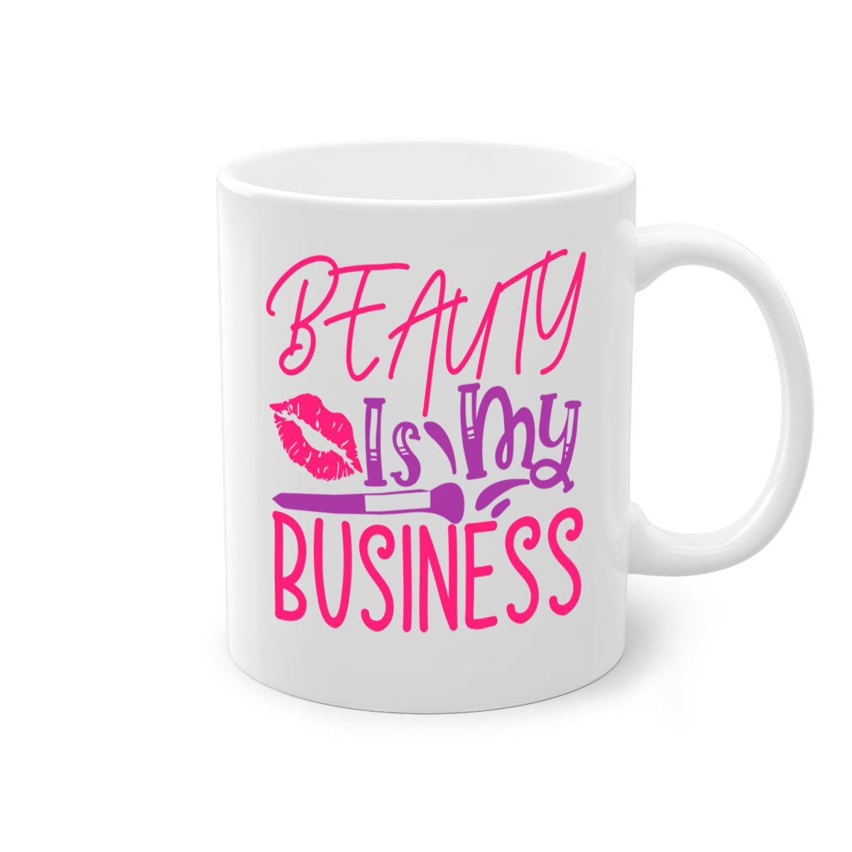 Beauty Is My Business Style 252# Mug with colorful handle and glossy finish, available in multiple colors and sizes.