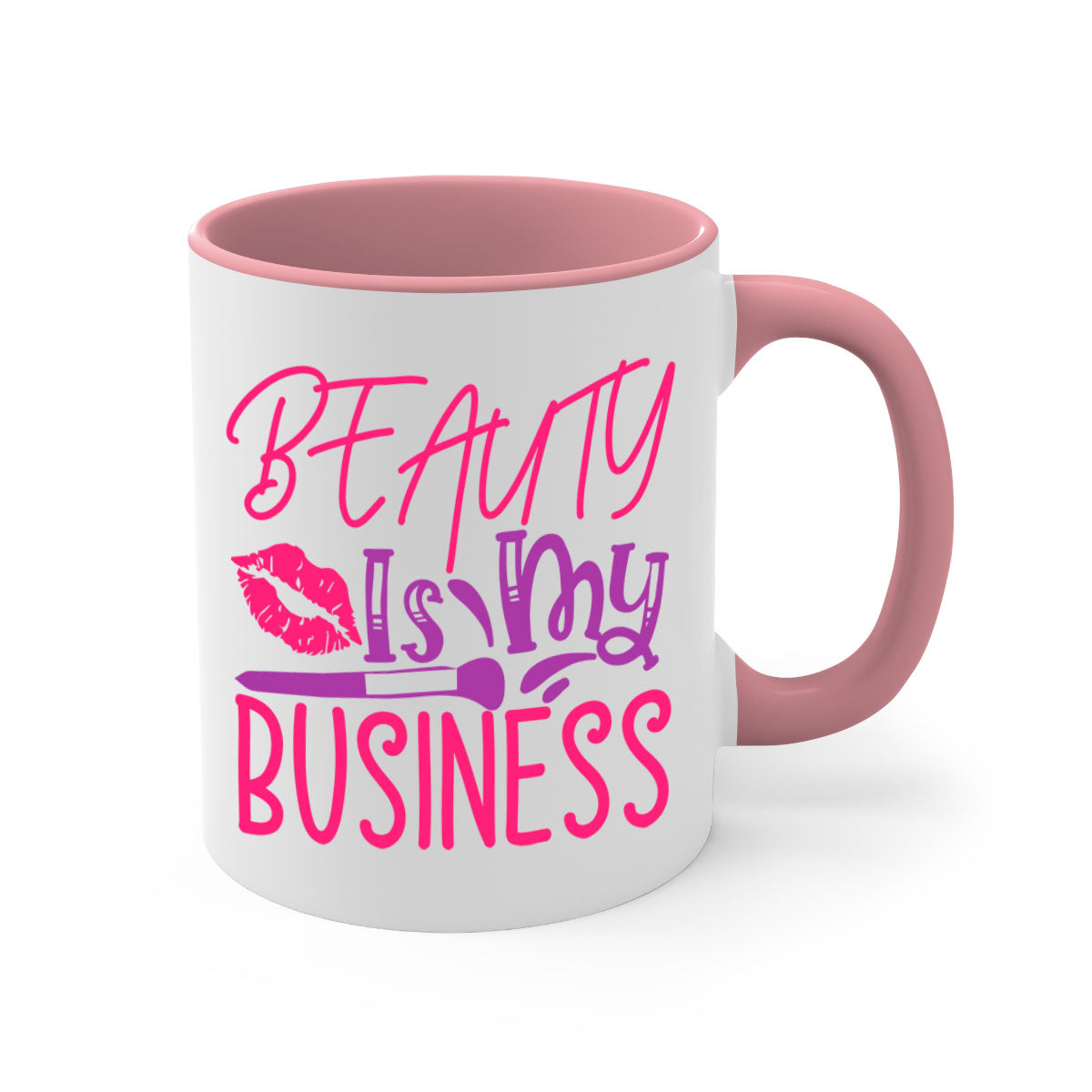Beauty Is My Business Style 252# Mug with colorful handle and glossy finish, available in multiple colors and sizes.