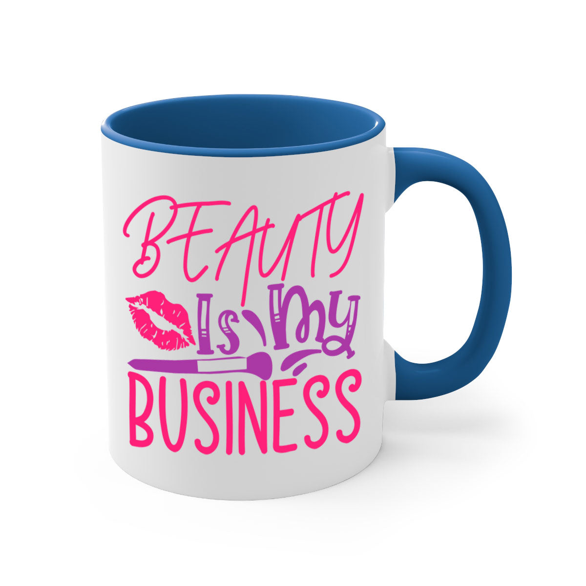 Beauty Is My Business Style 252# Mug with colorful handle and glossy finish, available in multiple colors and sizes.