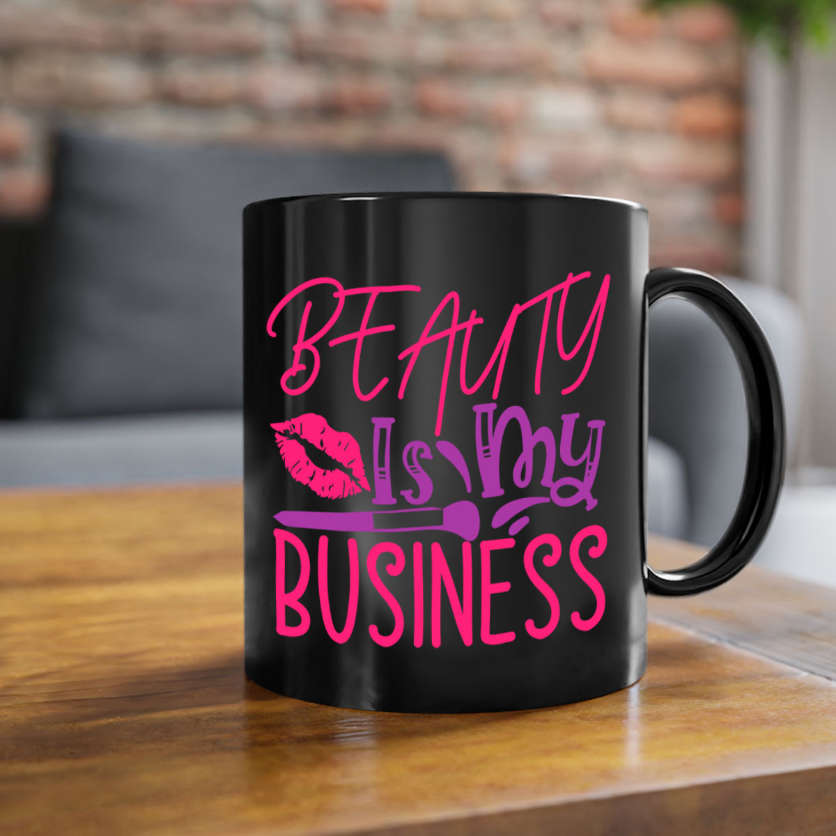 Beauty Is My Business Style 252# Mug with colorful handle and glossy finish, available in multiple colors and sizes.