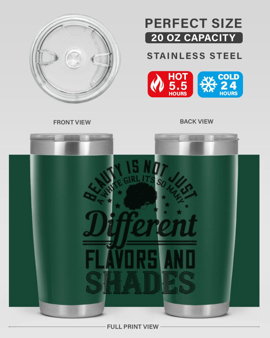 A stylish 20oz and 30oz stainless steel tumbler featuring a diverse beauty design, perfect for hot and cold beverages.