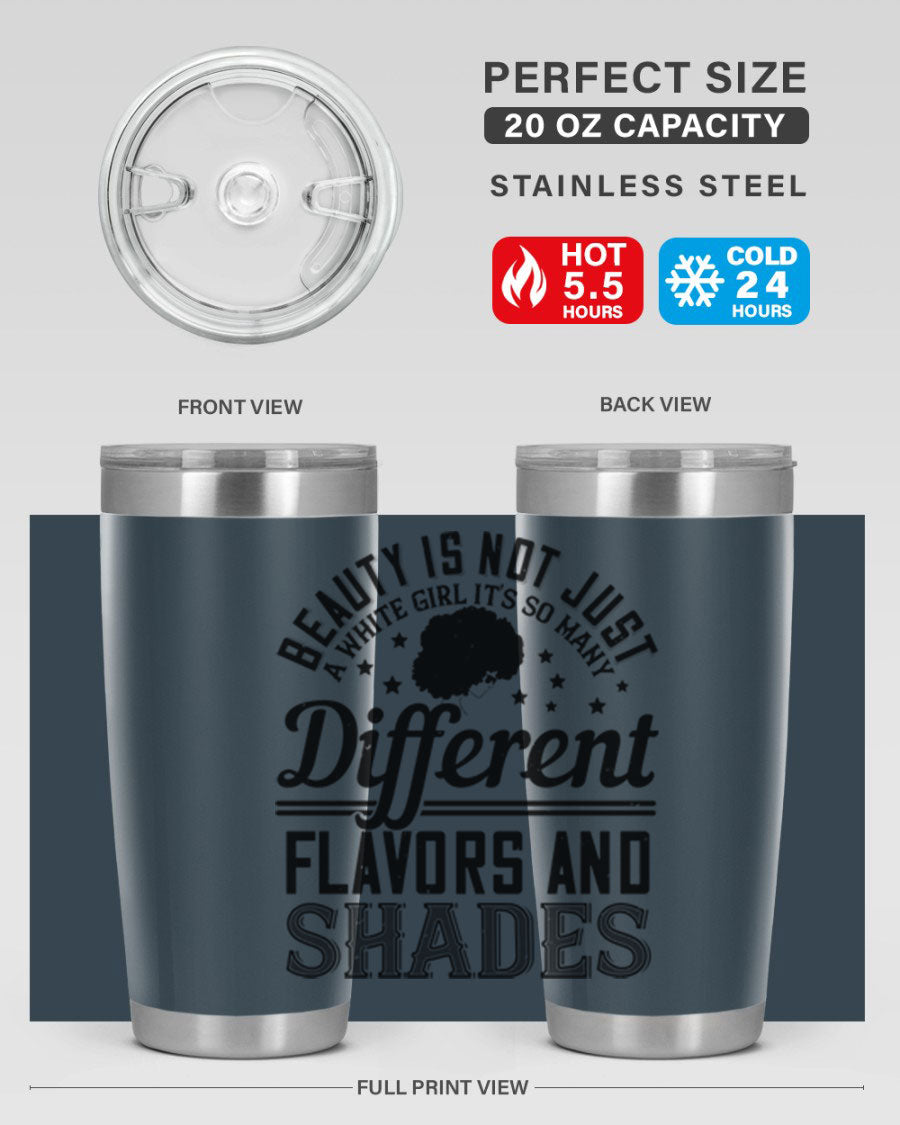 A stylish 20oz and 30oz stainless steel tumbler featuring a diverse beauty design, perfect for hot and cold beverages.