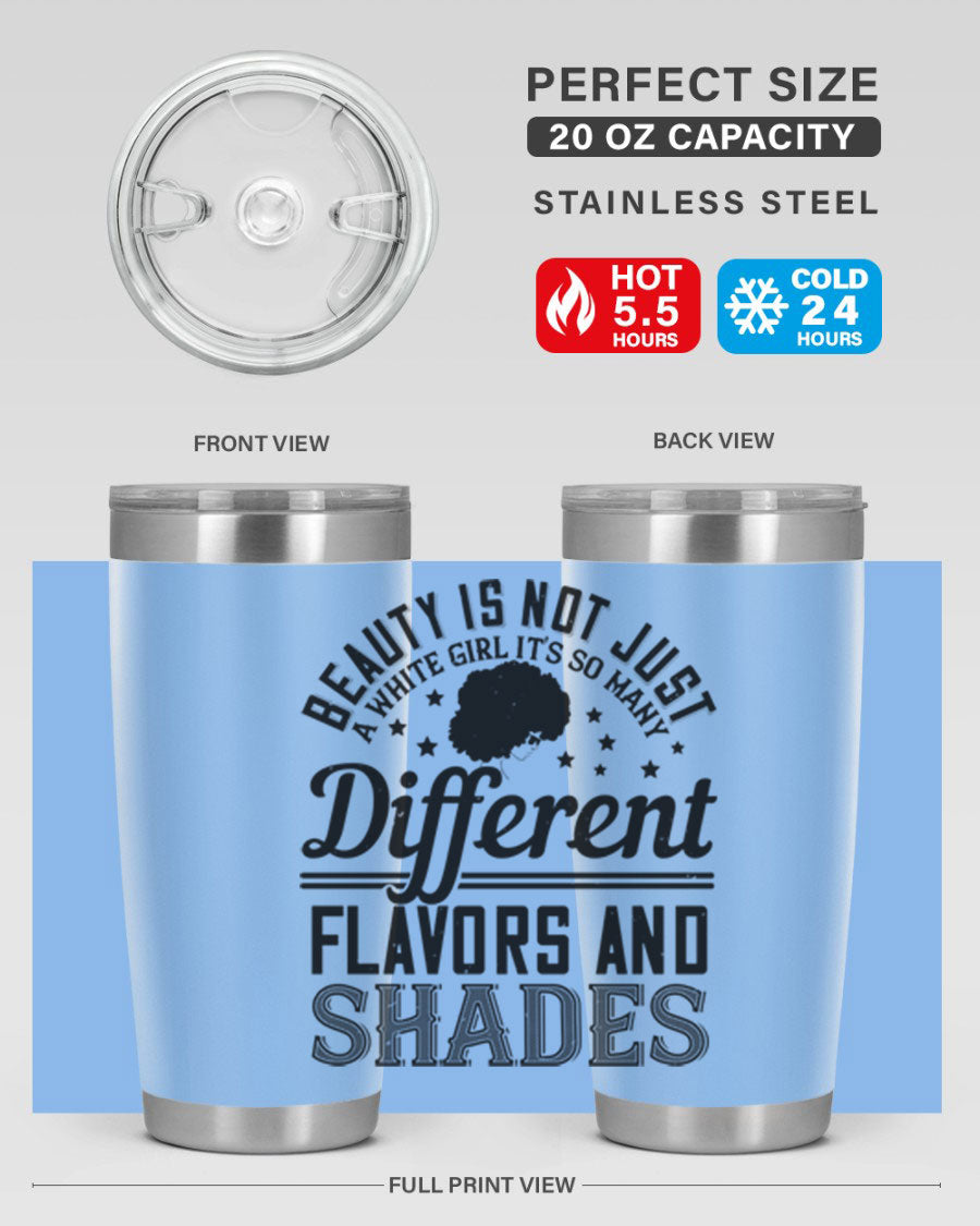 A stylish 20oz and 30oz stainless steel tumbler featuring a diverse beauty design, perfect for hot and cold beverages.