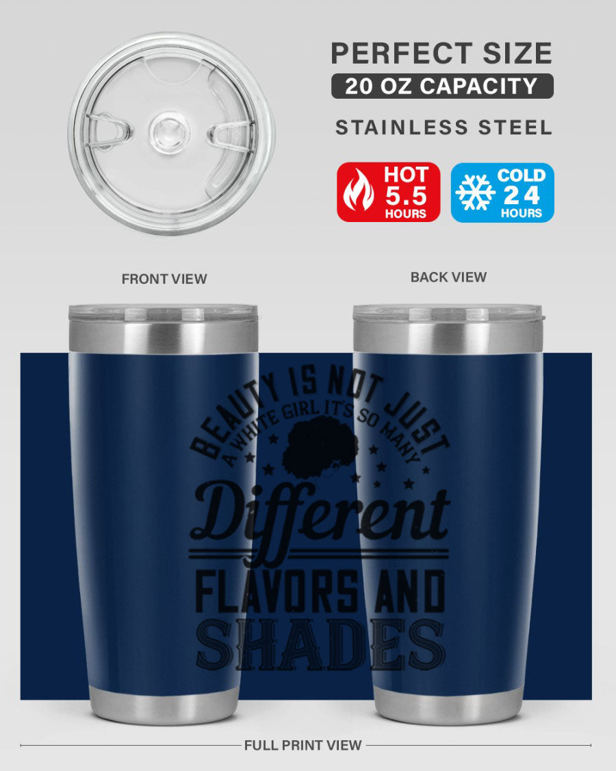 A stylish 20oz and 30oz stainless steel tumbler featuring a diverse beauty design, perfect for hot and cold beverages.