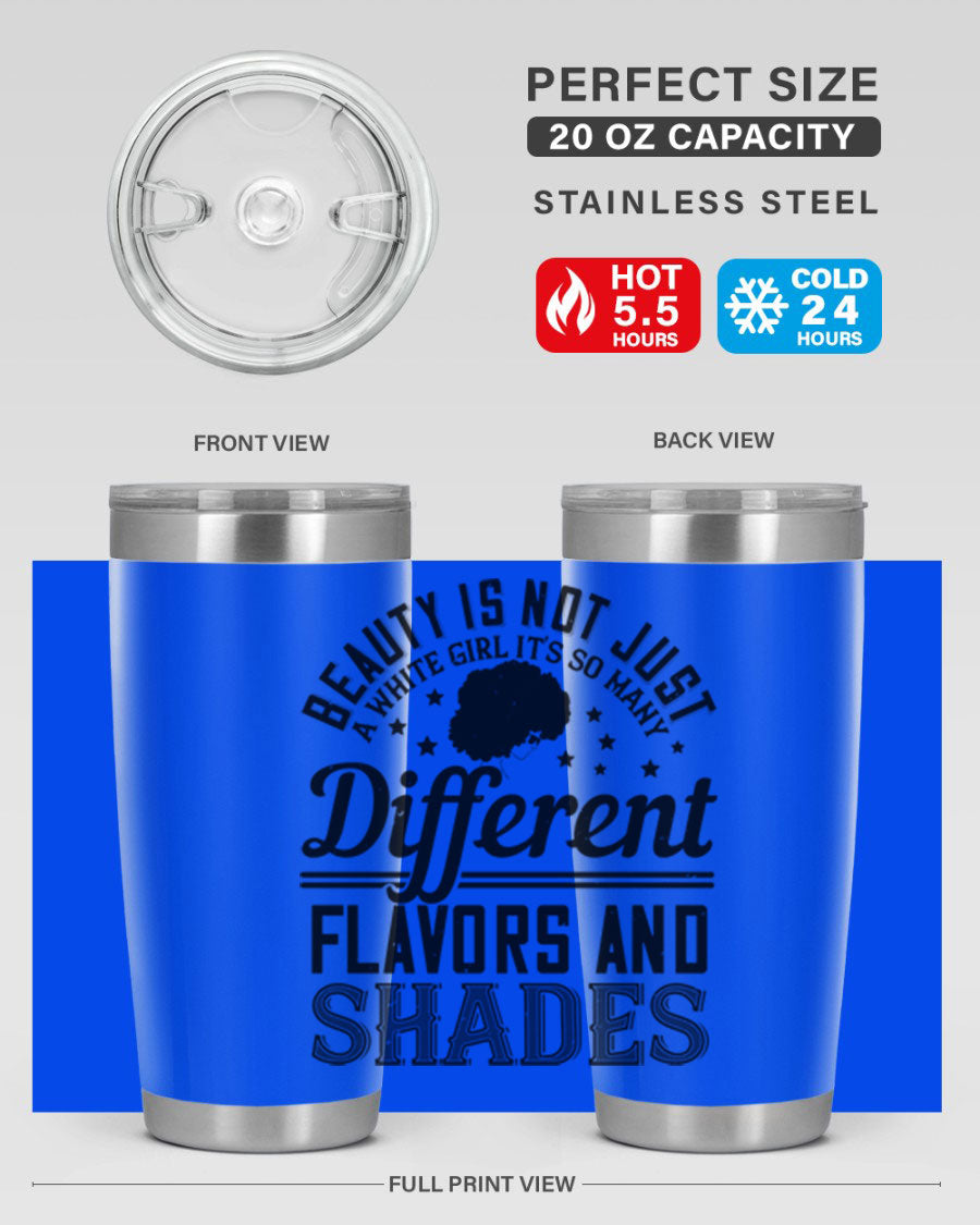 A stylish 20oz and 30oz stainless steel tumbler featuring a diverse beauty design, perfect for hot and cold beverages.
