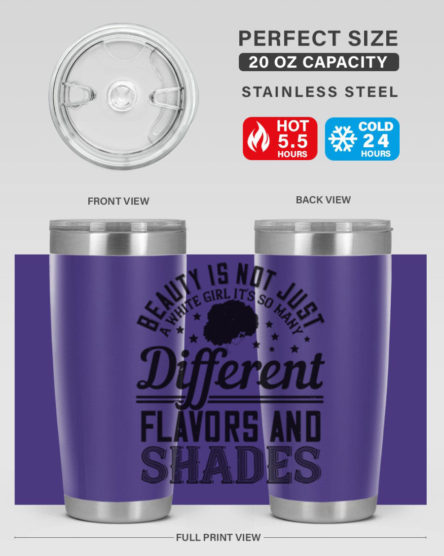 A stylish 20oz and 30oz stainless steel tumbler featuring a diverse beauty design, perfect for hot and cold beverages.