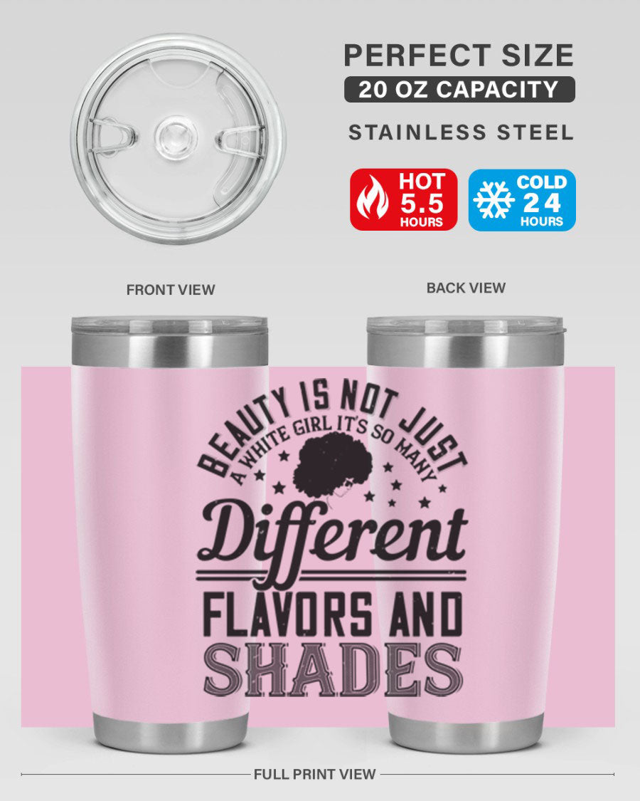 A stylish 20oz and 30oz stainless steel tumbler featuring a diverse beauty design, perfect for hot and cold beverages.