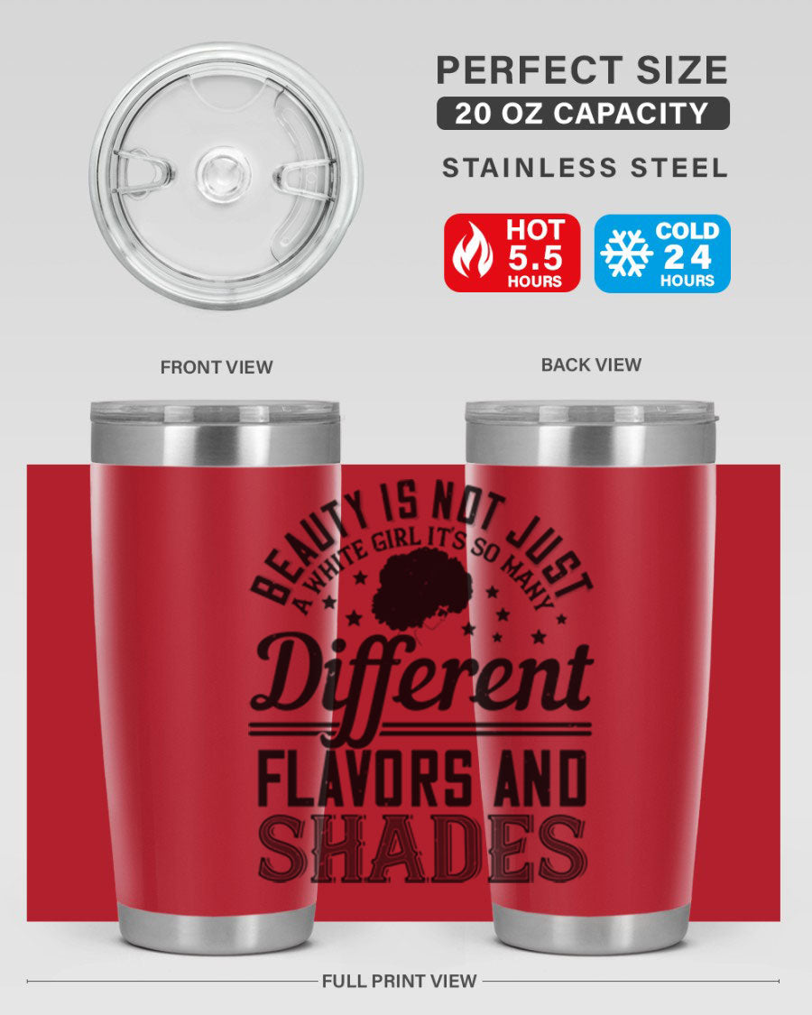 A stylish 20oz and 30oz stainless steel tumbler featuring a diverse beauty design, perfect for hot and cold beverages.
