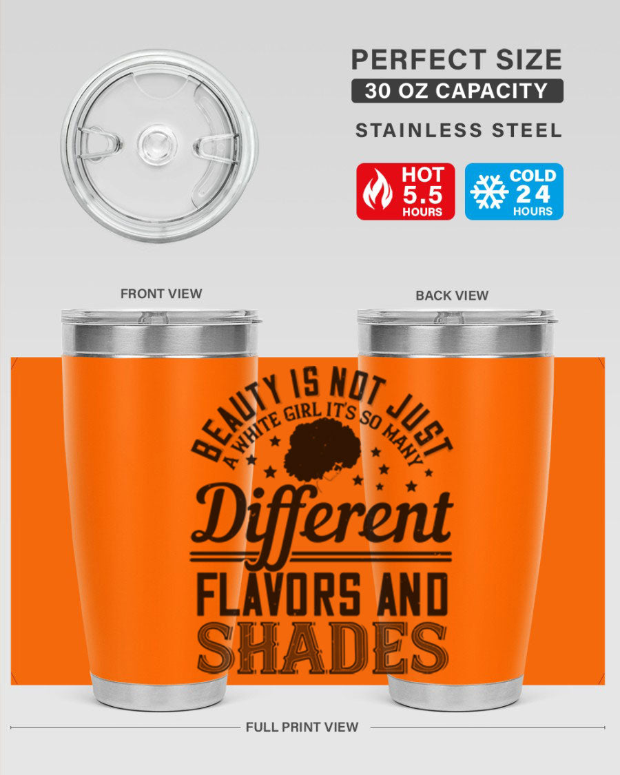 A stylish 20oz and 30oz stainless steel tumbler featuring a diverse beauty design, perfect for hot and cold beverages.