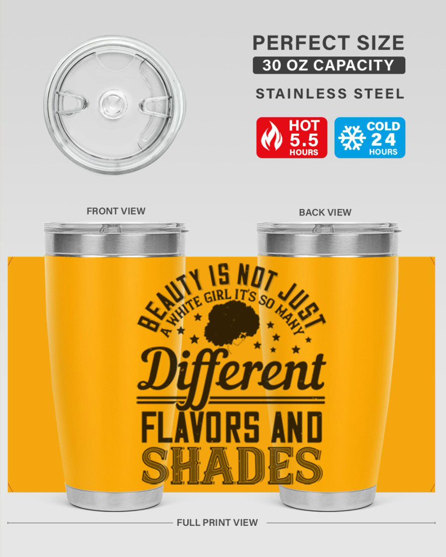 A stylish 20oz and 30oz stainless steel tumbler featuring a diverse beauty design, perfect for hot and cold beverages.