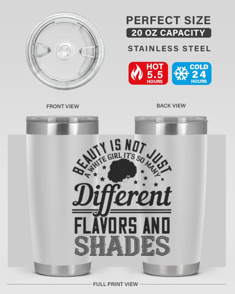 A stylish 20oz and 30oz stainless steel tumbler featuring a diverse beauty design, perfect for hot and cold beverages.