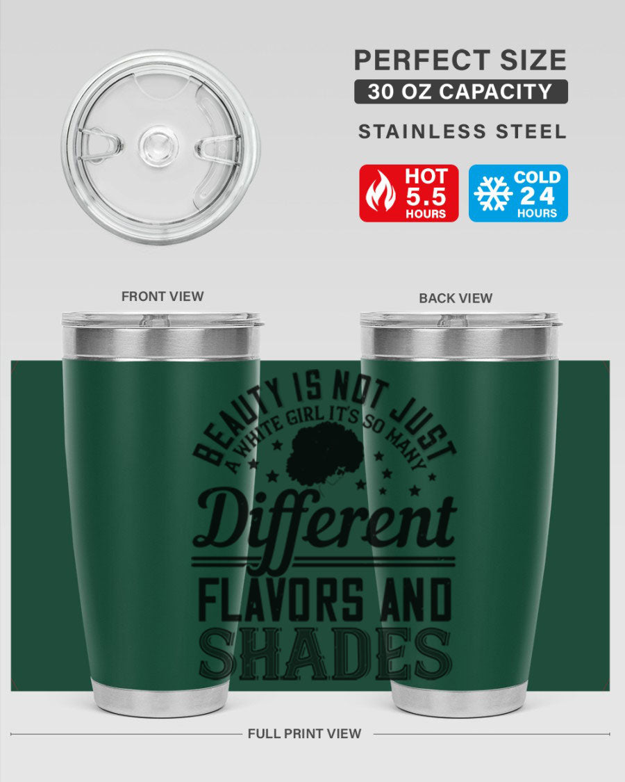 A stylish 20oz and 30oz stainless steel tumbler featuring a diverse beauty design, perfect for hot and cold beverages.