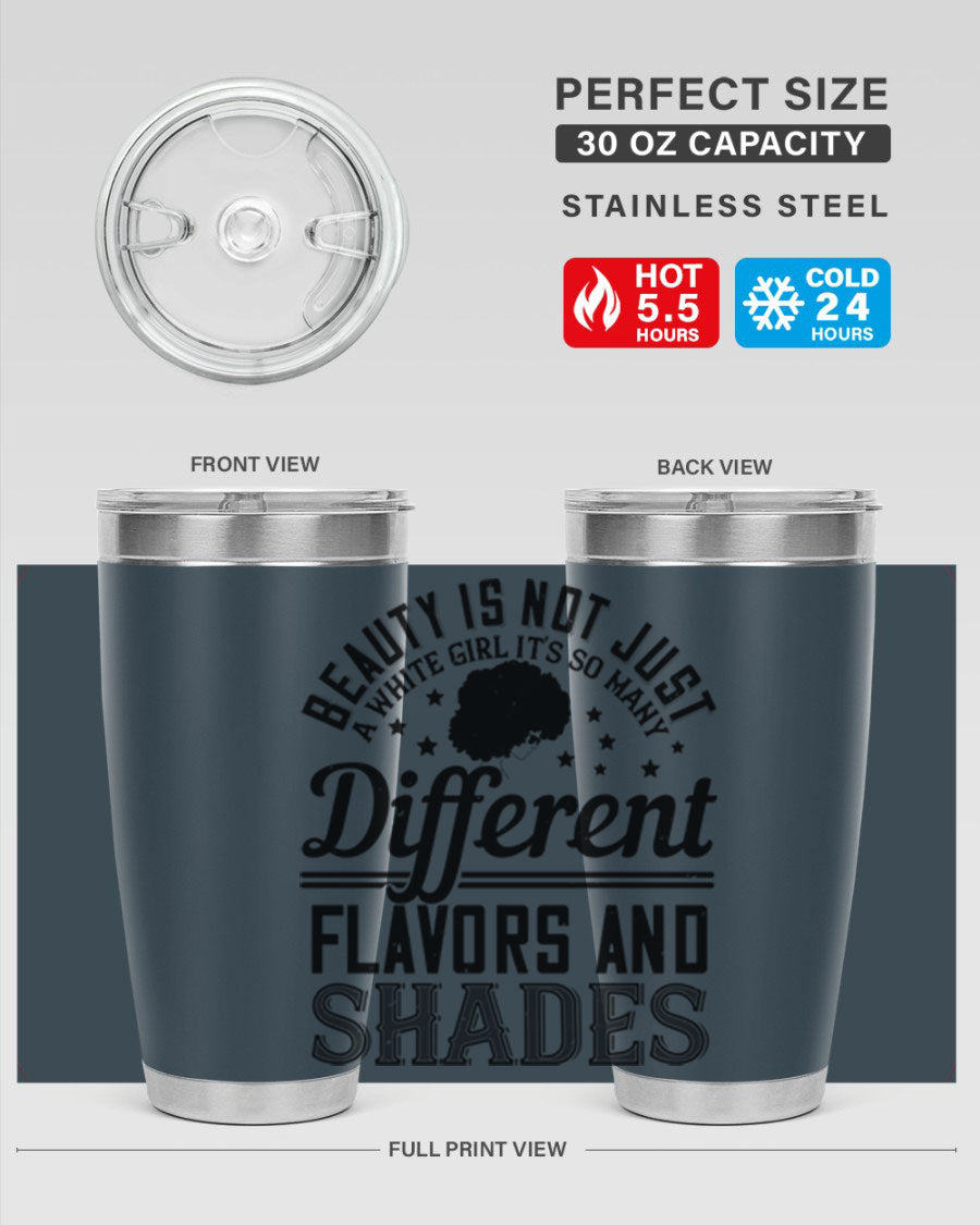 A stylish 20oz and 30oz stainless steel tumbler featuring a diverse beauty design, perfect for hot and cold beverages.