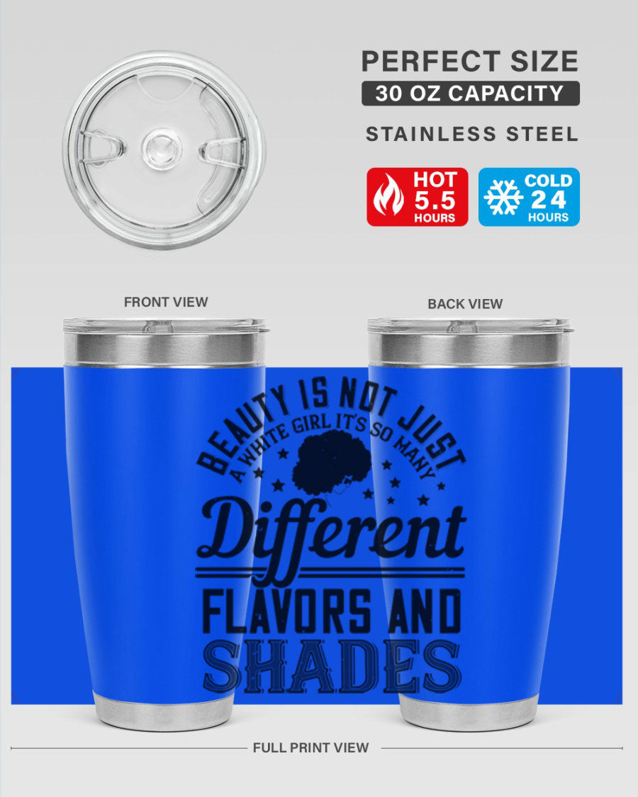 A stylish 20oz and 30oz stainless steel tumbler featuring a diverse beauty design, perfect for hot and cold beverages.
