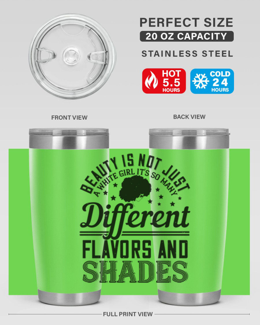 A stylish 20oz and 30oz stainless steel tumbler featuring a diverse beauty design, perfect for hot and cold beverages.