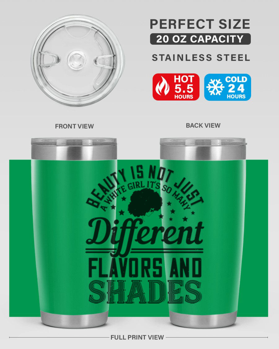 A stylish 20oz and 30oz stainless steel tumbler featuring a diverse beauty design, perfect for hot and cold beverages.