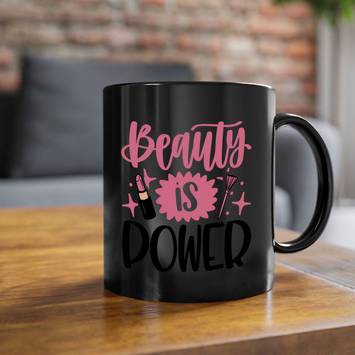 Beauty Is Power Style 135# mug with a glossy finish and colored handle, available in five colors and two sizes.