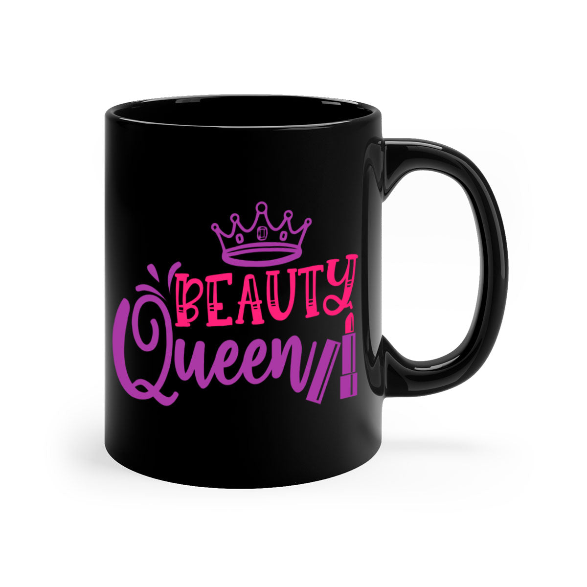 Beauty Queen Style 250# Mug featuring a glossy finish, colored handle, and interior, available in multiple colors and sizes.