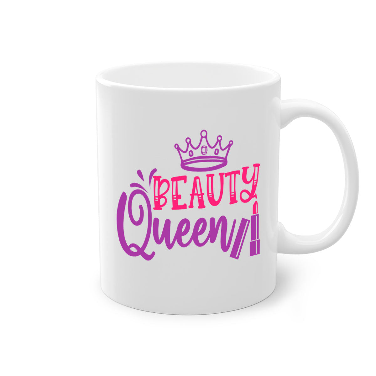Beauty Queen Style 250# Mug featuring a glossy finish, colored handle, and interior, available in multiple colors and sizes.