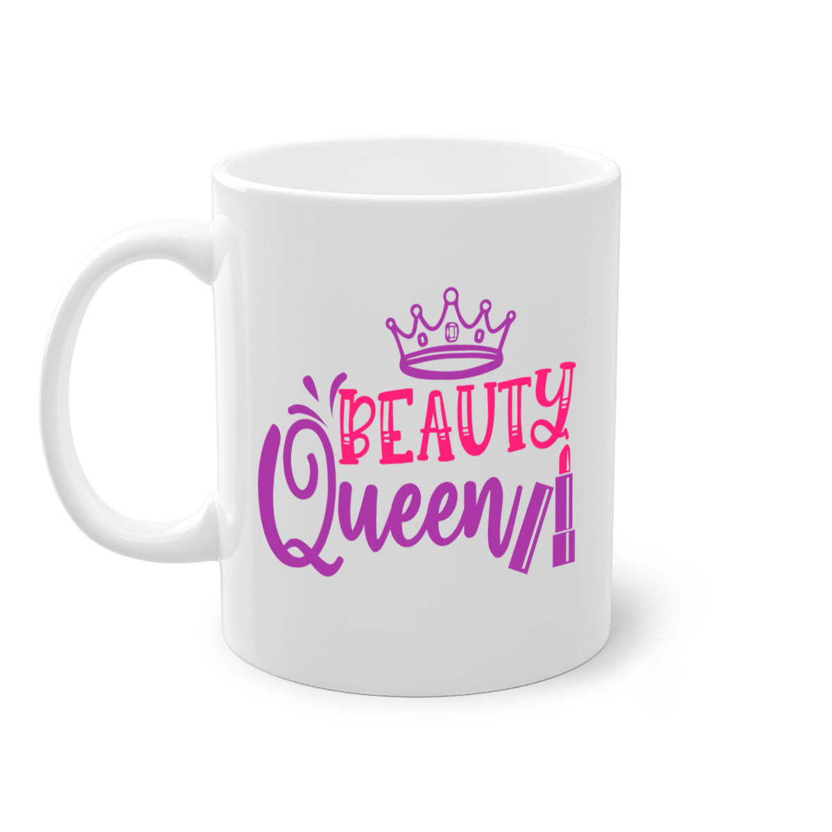 Beauty Queen Style 250# Mug featuring a glossy finish, colored handle, and interior, available in multiple colors and sizes.