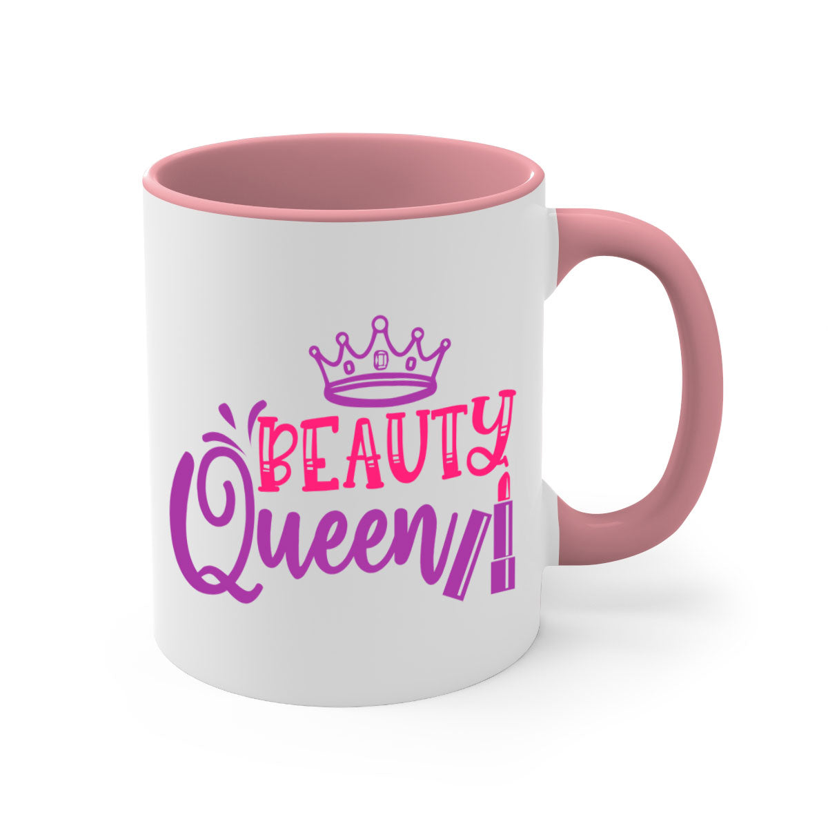 Beauty Queen Style 250# Mug featuring a glossy finish, colored handle, and interior, available in multiple colors and sizes.