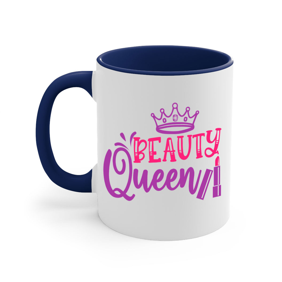 Beauty Queen Style 250# Mug featuring a glossy finish, colored handle, and interior, available in multiple colors and sizes.