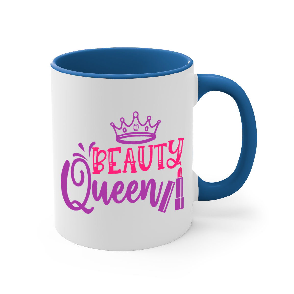 Beauty Queen Style 250# Mug featuring a glossy finish, colored handle, and interior, available in multiple colors and sizes.