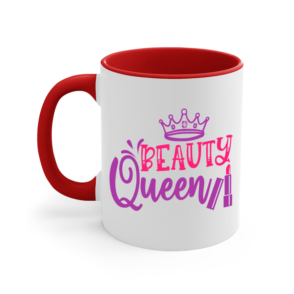 Beauty Queen Style 250# Mug featuring a glossy finish, colored handle, and interior, available in multiple colors and sizes.