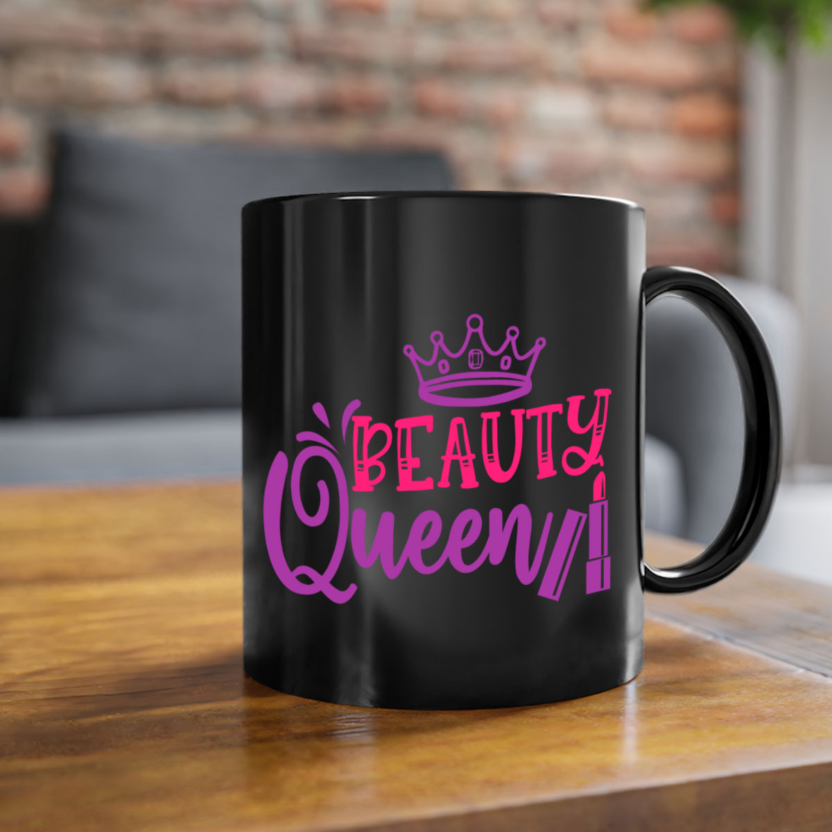 Beauty Queen Style 250# Mug featuring a glossy finish, colored handle, and interior, available in multiple colors and sizes.